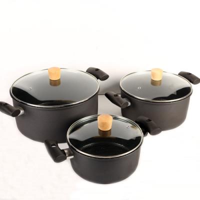 China High Quality Carbon Steel Food Grade 6Pcs Non-Stick Coating Casserole Pot Sustainable Safety Oven Dutch Pots With High Mood Glass Lid for sale