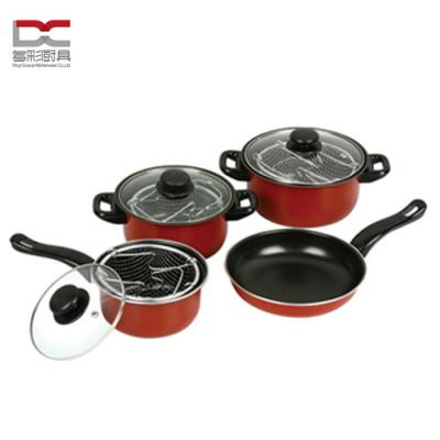 China High Quality Viable Colorful Stainless Steel Metal Carbon Steel Stainless Steel Metal Deep Fryer Casserole Pot10pcs Non-Stick Cookware Set for sale