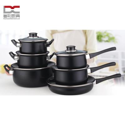 China Durable High Quality Carbon Steel Non-Stick Coating 12Pcs Ceramic Marble Cookware Set With Tempered Glass Covr Kitchenware Cooking Use for sale