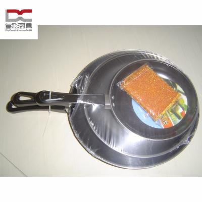 China Viable Factory Directly Offered Food Grade Non-Stick Standard Carbon Steel Metal Frying Pan Stainless Steel Rim 3Pcs Frying Pan Set for sale