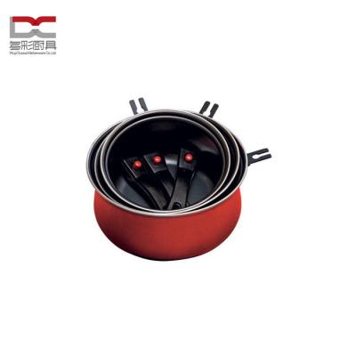 China Food Grade Metal Carbon Steel Standard Stick Sustainable Uncoating 3Pcs Casserole Pot Oven With Magic Removable Bakelite Dutch Handle for sale