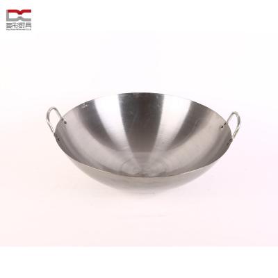 China Viable Factory Offered Metal Without Coating Stainless Steel Handle Carbon Steel Round Bottom Chinese Shinny Spiral Wok for sale