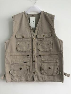 China vest, waistcoat, mens vest in 100% cotton  fabric, fishing vest, fishing waistcoat, casual vest, beige, S-3XL for sale