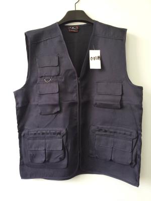 China vest, mens vest in gaberdine, 100% polyester fabric, fishing vest, casual vest for sale