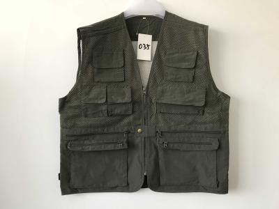 China Net vest 035 in taslan fabric fabric, fishing vest, olive green color, water proof, quick dry function, S-3XL for sale