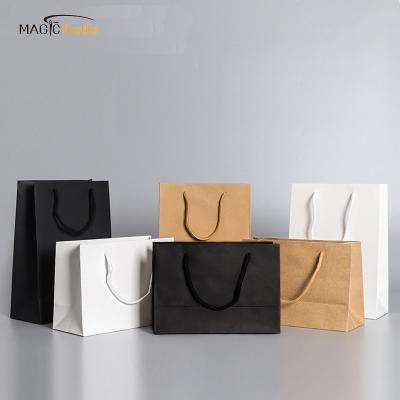 China Recyclable Wholesale Custom Printed Your Own Logo Luxury White Brown Recyclable Cardboard Kraft Gift Craft Shopping Paper Bag With Handles for sale