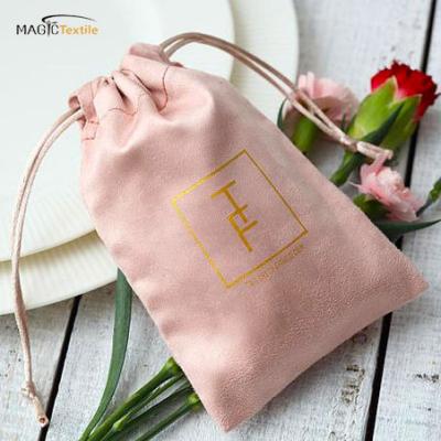 China Recyclable Eco Friendly Custom Made Suede Velvet Travel Gift Drawstring Jewelry Pouch Bag With Logo for sale