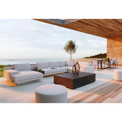 China Modern Waterproof Outdoor Modular Sectional Patio Sectional Sofa With Coffee Table Garden Aluminum Frame Furniture Set en venta