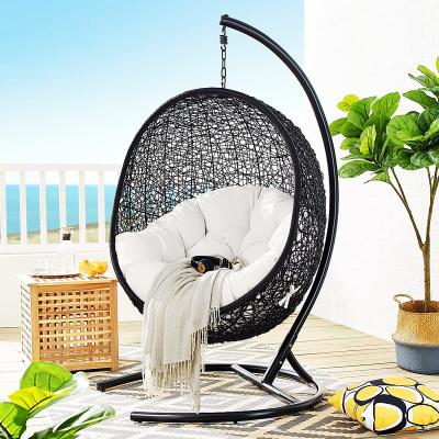 China Contemporary Style Outdoor All Weather Wicker Furniture Hotel Bedroom Patio Garden Swing Chair for sale