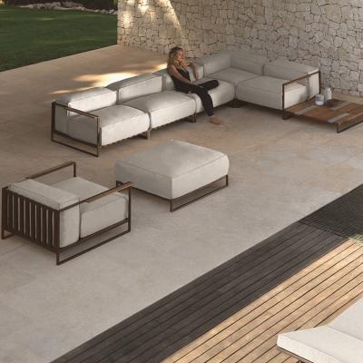 China Aluminum frame L shape garden sofa hotel yard villa luxury modern sectional patio sofa outdoor metal sofa for sale