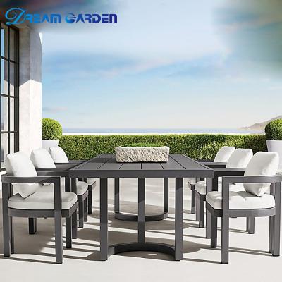 China Modern Black Metal Aluminum Outdoor Dining Chair Table Hotel Patio Garden Set Outdoor Dining Set Dining Set en venta