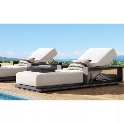 China Newcomers metal sun sofa black metal sun lounge cabriolet hotel outdoor modern patio furniture modern style poolside aluminum folding bed zu verkaufen