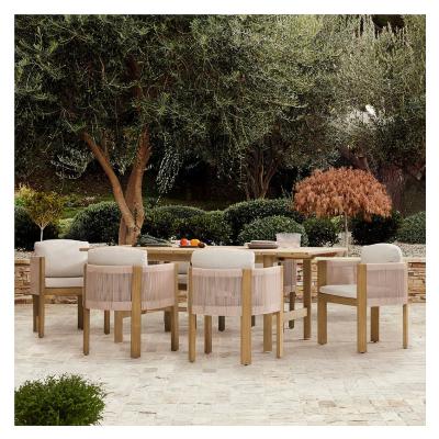 China Modern Modern Rope Woven Outdoor Furniture Garden Hotel Dining Room Set for sale