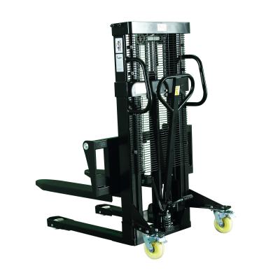 China Garment Shops Welding Pump 2 Ton 2.5m DC Pallet Forklift Walkie Mounted Manual Stacker for sale