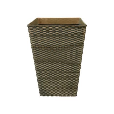 China Wholesale Outdoor Rattan Patio Garden Planter Wicker Flower Pot Durable Material for sale