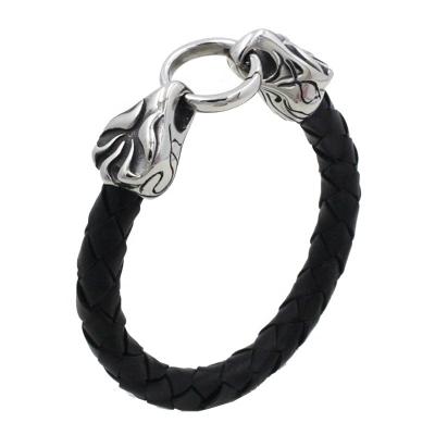 China Men Dragon Yudan Stainless Steel Jewelry Genuine Leather Bracelet for sale