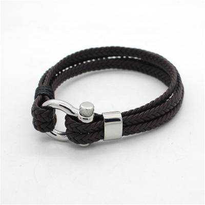 China FASHIONABLE Calfskin Clasp Braided Leather Bracelet Mens Leather Bracelets OEM Manufacturer for sale