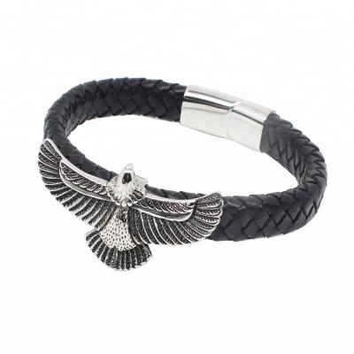 China FASHIONABLE Men's Leather Bracelet Stainless Steel Eagle Bracelet Bangle for sale