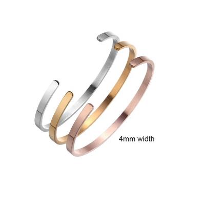 China FASHIONABLE Yudan Wholesale 4mm Stainless Steel Bangle Open Bangle for sale