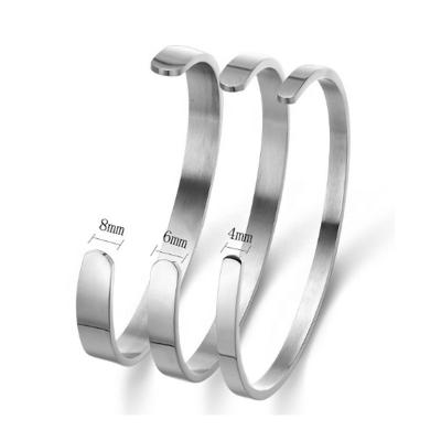 China From Yudan FASHIONABLE open cuff stainless steel bracelet wholesale 4mm 6mm 8mm for sale