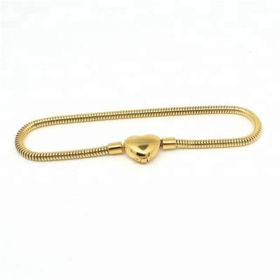 China Stainless Steel Fashion Jewelry Heart Shape Gold Bracelet For DIY Bead Bracelet for sale