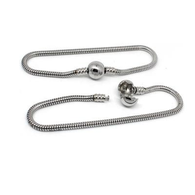 China Hot Love Pan Charm Stainless Steel Snake Silver Chain Bracelets & Bangles Jewelry Gift for sale