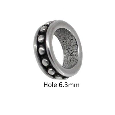 China Never Fade 316l Stainless Steel Single 6mm Big Hole Spacer Beads Charms For Jewelry Making DIY Men Bracelets Beads for sale