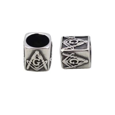 China 8MM METAL Big Hole Beads Masonic Charm Beads For Jewelry Making DIY Metal Accessories for sale