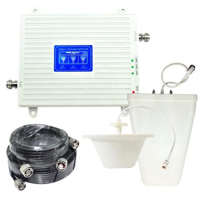 China Tri Band Signal Booster Repeater Amplifier Mobile GSM DCS WCDMA 900 1800 2100 MHz 2G 3G 4G lte Router 23*36*36 for sale