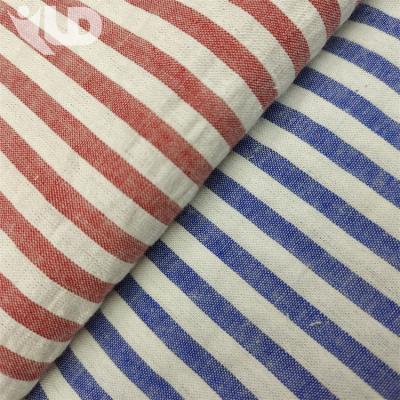 China Anti-Static Cotton Shirt Fabric Light Weight 100% Pure Cotton Yarn-Dyed Striped Ladies Dressing Shirt Fabric for sale