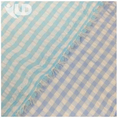 China Inventory wholesale waterproof TC mixed crepe bubble check ladies yarn-dyed fabric for sale