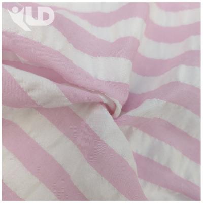 China Wholesale Waterproof Apparel Fabric Polyester-cotton Blended Bubble Stripe Yarn-dyed Dress Fabric for sale