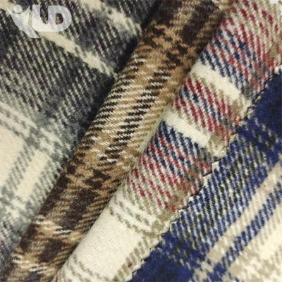 China Wholesale Customized Tweed Fabric 90% Polyester 10% Wool Blend Twill Breathable Yarn-Dyed Plaid Brushed Apparel Shirt Fabric for sale