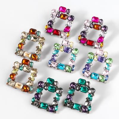 China EH22023 Europe&America Fashionable Geometric Statement Square Crystal Rhinestone Drop Earrings Women Fashion Jewelry Colorful Aretes Za for sale