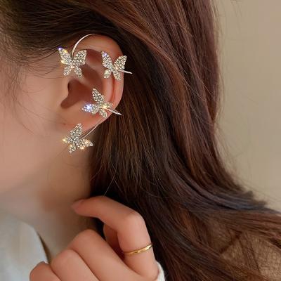 China EH21151 FASHIONABLE Korean Rhinestone Butterfly Clips Women Fashion Jewelry Wholesale Custom Aretes for sale