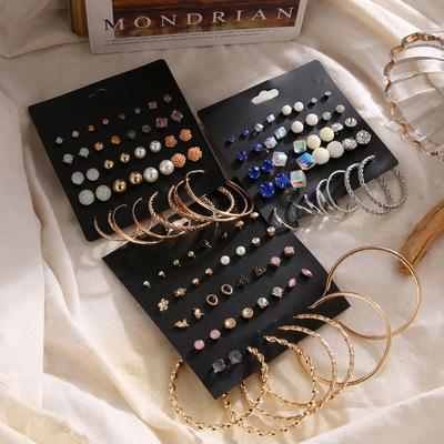 China Best Selling BOHEMIA Big Statement Circle Zinc Alloy Earrings Sets Women Fashion Jewelry Wholesale Metal Rhinestone Stud Earring 2021 for sale