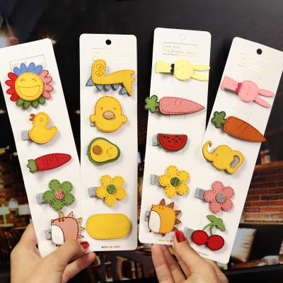 China Fashionable Colorful Cute Cartoon Plant Hairpin Sets Hair Clip Baby Platypus Clip Kids Hair Accessories Women Handmade Sharpening Fashion for sale