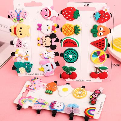 China Fashion Colorful Cute Cartoon Fruit Rainbow Hairpin Sets Handmade Ice Cream Candy Platypus Clip Kids Hair Accessories Women Fashion for sale