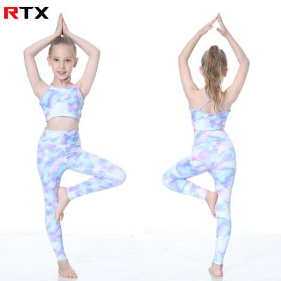 China Breathable All Over Suit Print Tracksuit Yoga Set 2022 Kids Gym Yoga Wear Kids Yoga Gaiters Pants for sale