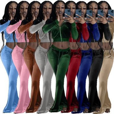 China Wholesale Women Clothes XS-2XL Breathable Stain Drop Two Piece Tracksuit Velvet 2 Piece Set Long Sweatshirt Pants For Women for sale