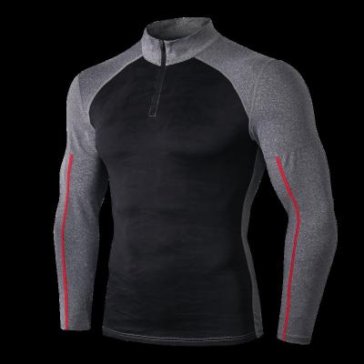 China New Men's Breathable Gym Training Suit Half Stand Collar Half Zipper Sports Jogging Top for sale