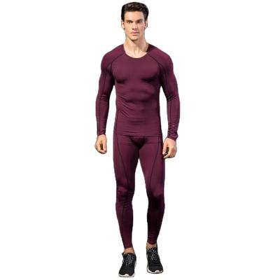 China PRO Breathable Men's Fitness Tight Sports Shaping Quick-Drying Suit Stretch Long Sleeve + Suit Pants for sale