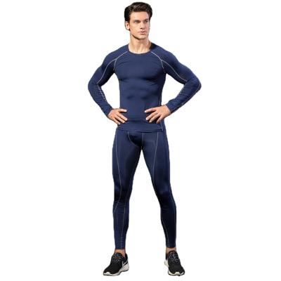 China Hot-selling Men's Sportswear Breathable Stretch And Comfortable Fitness Clothes Seamless 2 Piece Tight Pants + Long Sleeves for sale