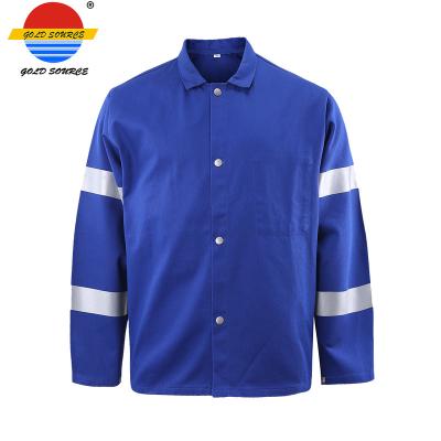 China Anti Shrink Fabric Box Customized Blue 280G Cotton Twill Anti Static Work Jacket for sale