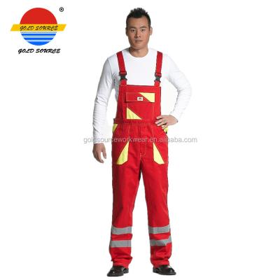 China Overalls Bib Workwear Unisex Lightweight Spring Anti Shrink Red for sale