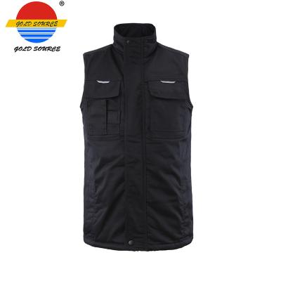 China Wholesale Anti-Shrink Double Layer Vest Logo Mens Sleeveless Black Winter Padded Vest for sale