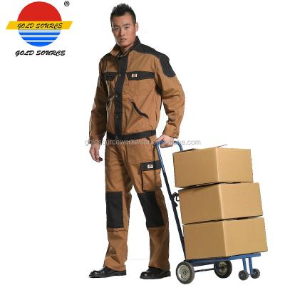 China Anti Shrink Stop Rip Stop Working Industry Building Khaki Canvas Jacket Pants Workwear Suit for sale