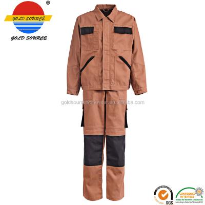 China Anti-Shrink Jacket Pants Work Wear Uniform Khaki Canvas Workwear Mechanic Engineer for sale