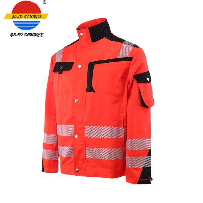 China Red High Visibility Construction Jackets Waterproof Works Safety Reflective Jacket for sale