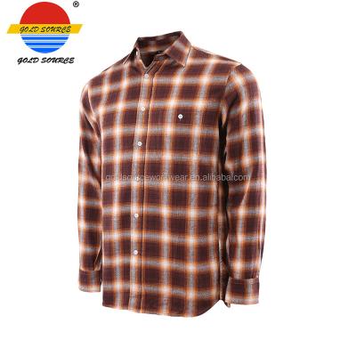 China Custom Skin Friendly Anti Pilling Loungewear Soft Yarn Dyed Plaid Flannel Shirt Men for sale